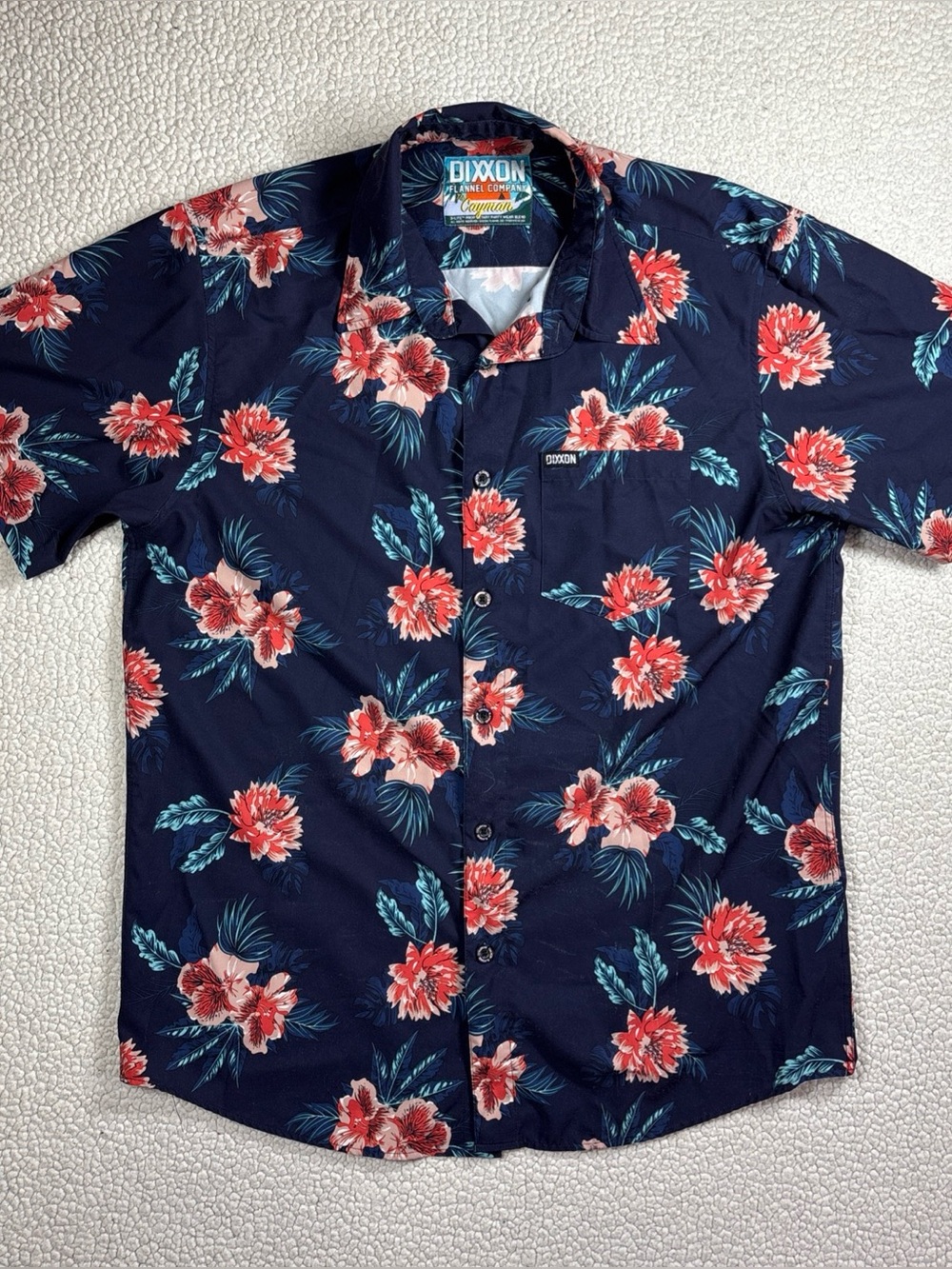 Dixxon Flannel Company The Cayman Men Large Blue Floral S/S Button Down Shirt